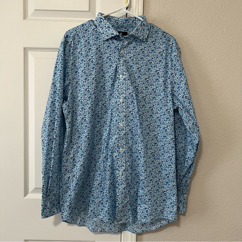 Psycho Bunny Long Sleeve Floral Button Up Shirt